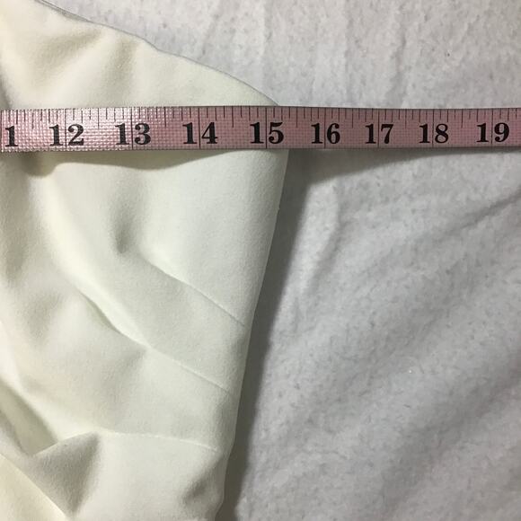 XSCAPE SZ 8 White One-Shoulder Neck Asymmetrical Hem Crepe Midi Dress NEW B27 - Picture 6 of 7